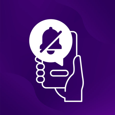 notifications off icon with a smart phone in handのイラスト素材