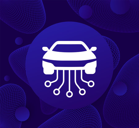 autonomous car icon, smart vehicle vectorのイラスト素材