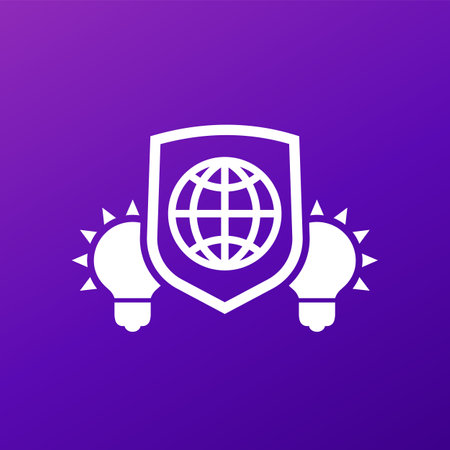 global patent protection icon, vectorのイラスト素材
