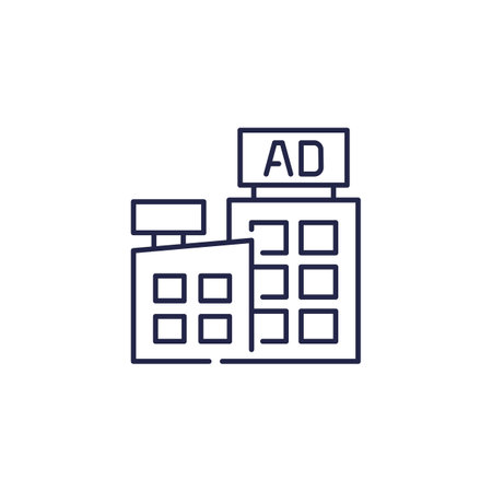 Rooftop advertising icon, line vectorのイラスト素材