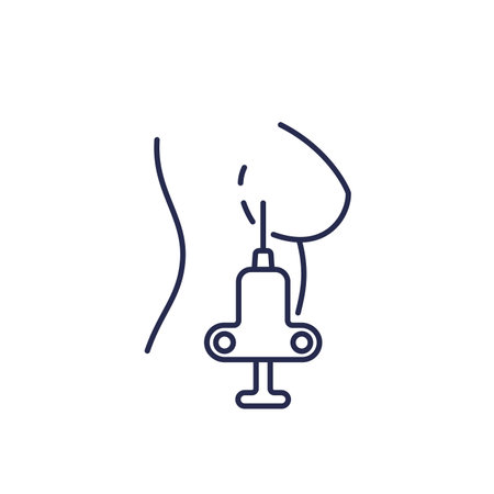 Biopsy of breast tissue line iconのイラスト素材