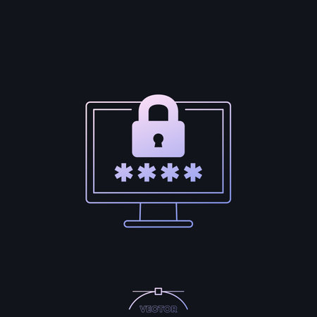 password access vector icon with a computerのイラスト素材