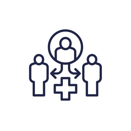 Medical referrals, patients line icon on whiteのイラスト素材
