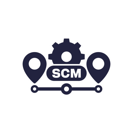 SCM, Supply chain management icon on whiteのイラスト素材