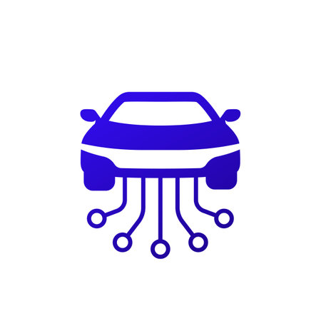 autonomous smart car icon, vector pictogramのイラスト素材