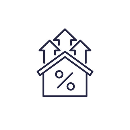 mortgage rate growth line icon with a houseのイラスト素材