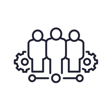 team management line icon with peopleのイラスト素材