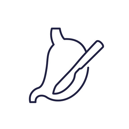 gastric surgery line icon with a stomachのイラスト素材