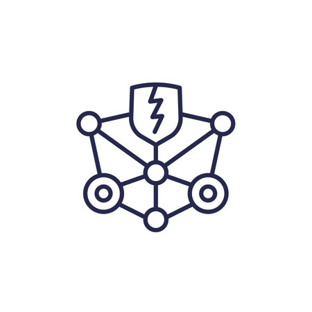 blockchain security vulnerabilities line iconのイラスト素材