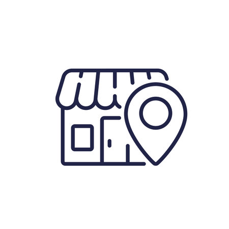 Local shop line icon on whiteのイラスト素材