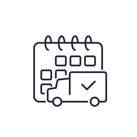delivery schedule line icon with a truckのイラスト素材