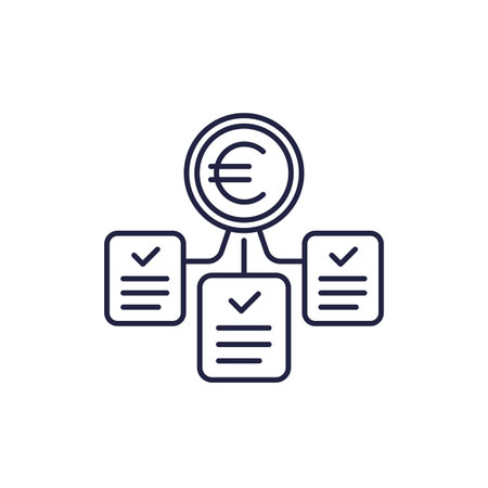 paid bills line icon with euroのイラスト素材