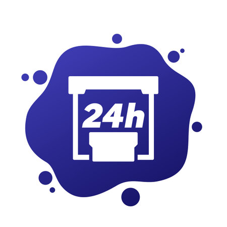 24h booth icon, exhibition stand vectorのイラスト素材