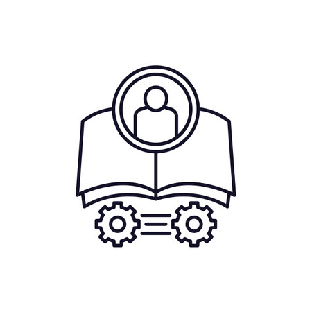 Knowledge management line icon on whiteのイラスト素材