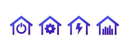 Smart home icons with a house on whiteのイラスト素材