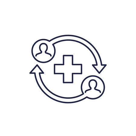 Medical referrals, patients line iconのイラスト素材