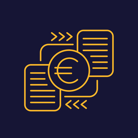 Bills and invoices icon with euro, line vectorのイラスト素材