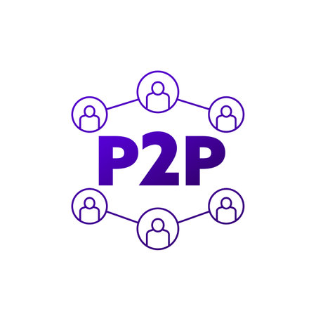 p2p peer-to-peer icon with people on whiteのイラスト素材