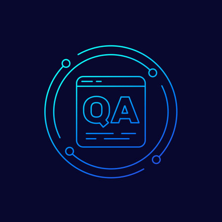 QA icon, Quality Assurance linear designのイラスト素材