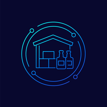 Alcohol warehouse icon in linear designのイラスト素材