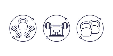 Gym and workout line iconsのイラスト素材