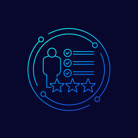 employee work review icon, linear designのイラスト素材