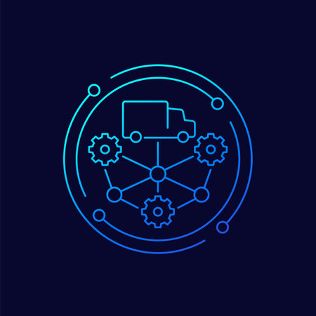 SCM icon, Supply chain management linear designのイラスト素材