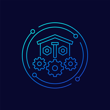 Spare parts management icon, linear designのイラスト素材
