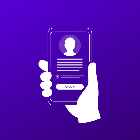 Block User vector icon with a phone in handのイラスト素材