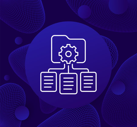 data management icon, manage documents line vectorのイラスト素材