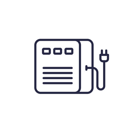 UPS icon, backup power supply line vectorのイラスト素材