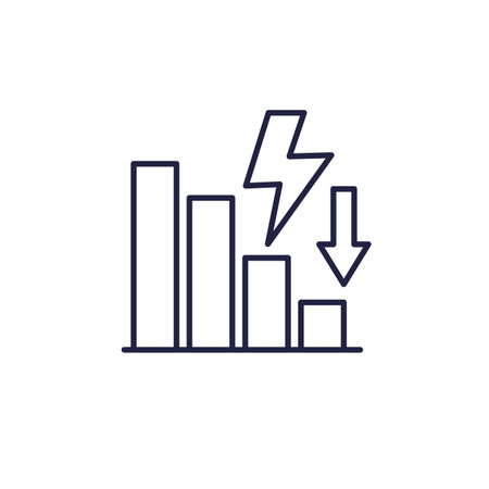 power consumption reduction icon, line vectorのイラスト素材