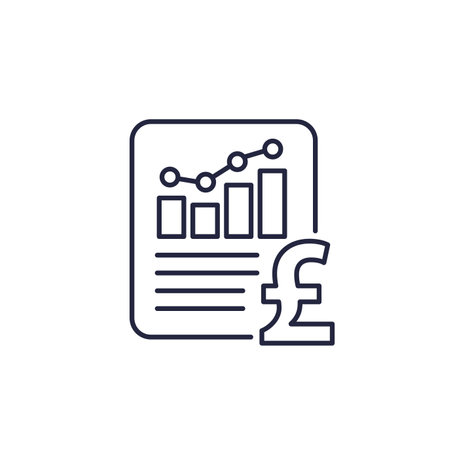 Financial statement line icon with a poundのイラスト素材