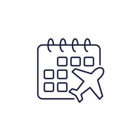Flight calendar or schedule line iconのイラスト素材