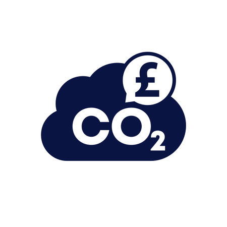 carbon emissions cost icon, co2 price in poundsのイラスト素材