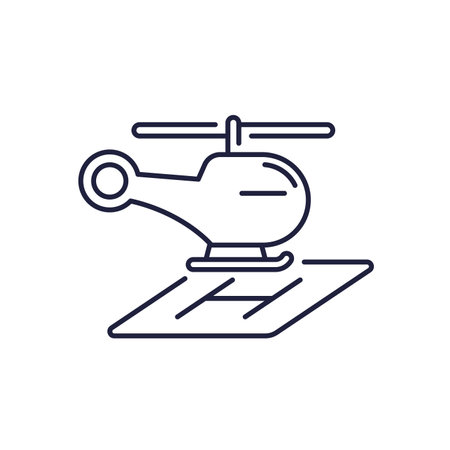 helipad line icon with a helicopterのイラスト素材