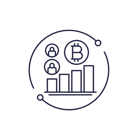 bitcoin adoption, users line icon with a graphのイラスト素材