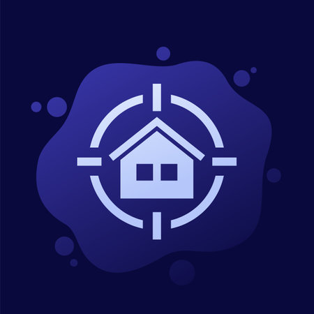 house search icon, real estate vectorのイラスト素材