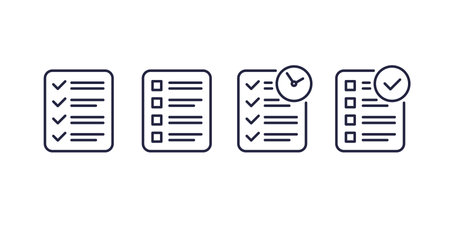 Checklist line icons, list with tasks, goalsのイラスト素材