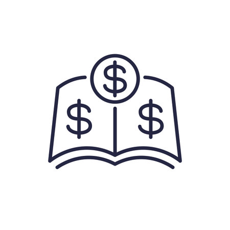 Financial literacy icon with book, line vectorのイラスト素材