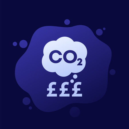 carbon emissions cost vector icon, co2 gas priceのイラスト素材