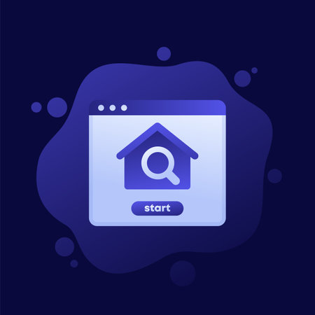 online house search icon, vector designのイラスト素材