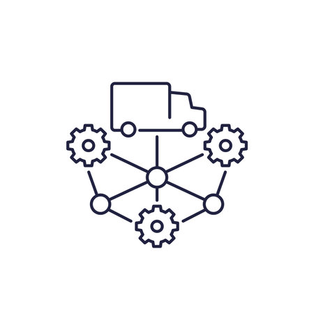 SCM icon, Supply chain management line vectorのイラスト素材