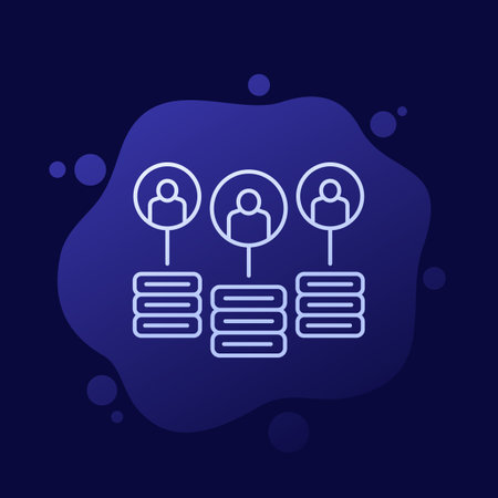 CDN icon with users, Content delivery networkのイラスト素材