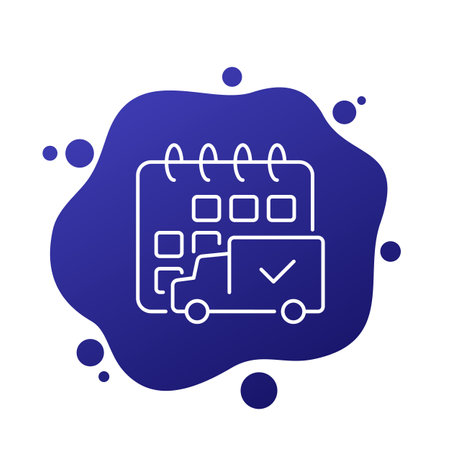 delivery schedule line icon with truck, line artのイラスト素材