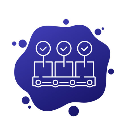 quality control of production icon, line vectorのイラスト素材