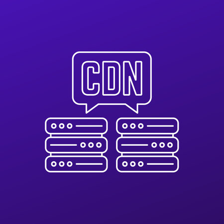 CDN icon, Content delivery network line vectorのイラスト素材