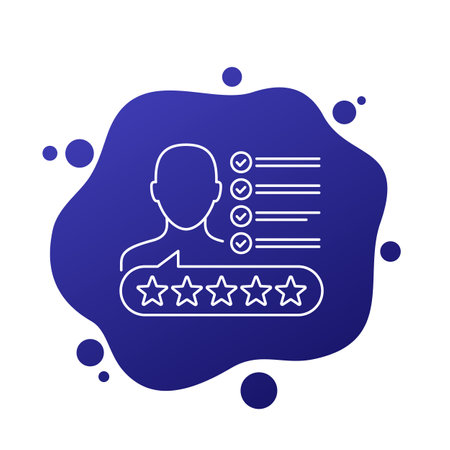 employee work review icon, line vectorのイラスト素材