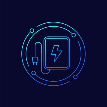 wireless charger icon, linear designのイラスト素材