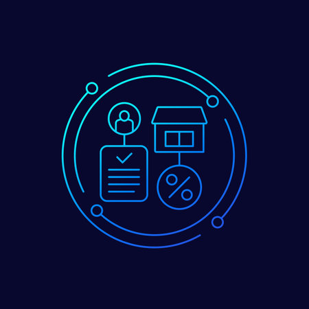 mortgage application, house loan icon, line designのイラスト素材